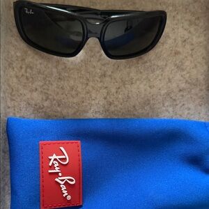 Ray-Ban Black Sunglasses with Bright Blue Pouch kids